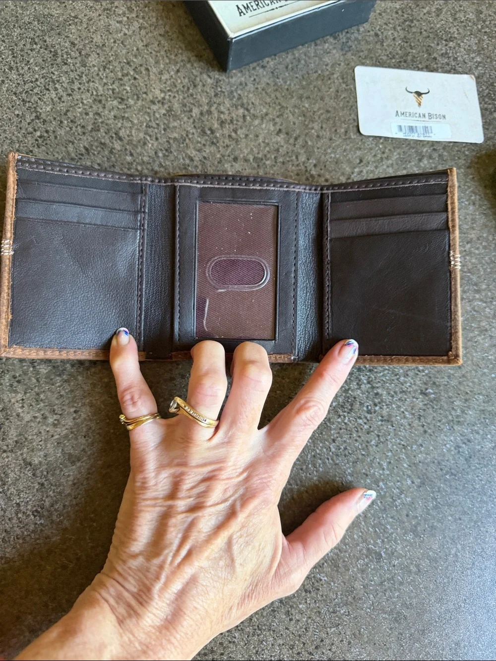 American Bison Leather Trifold Wallet